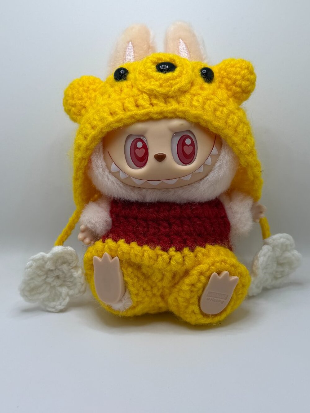 Authentic POP MART Labubu Macaron Plush Pendant w/ Custom Winnie the Pooh Croche